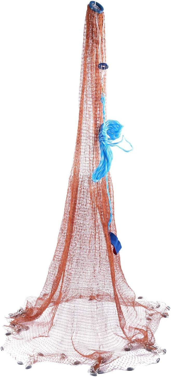 YaeMarine Fishing Cast Net Hand Throw Tire Line Fishing Net Freshwater Saltwater Net 4FT/6FT/8FT/10FT/12FT Radius Size (8)