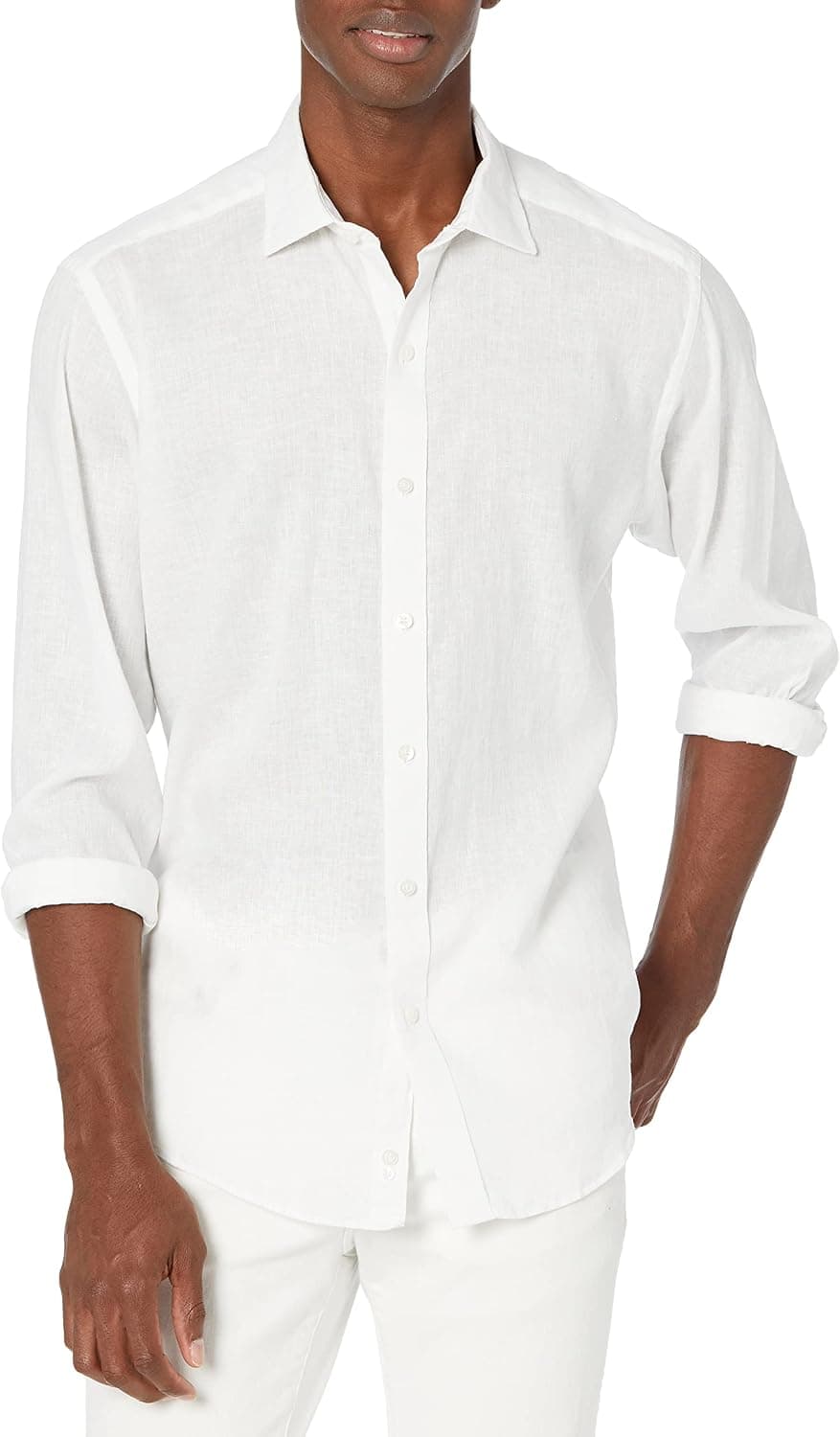 Buttoned Down Men's Tailored Fit Casual Linen Cotton Shirt