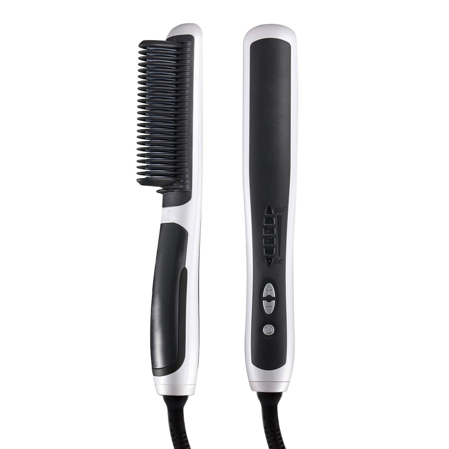 Raphycool Tourmalin Ceramic Hair Straigntening Comb Magic Home and Daily Self Hair Styling Tool (Black + White)