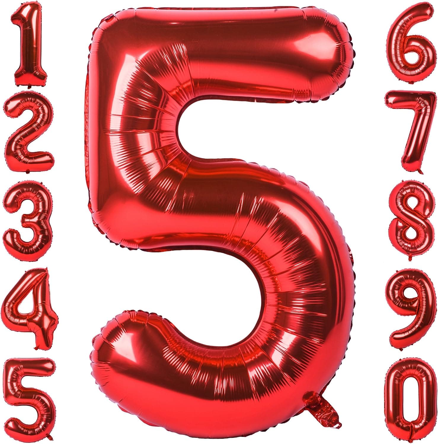 1973 OI Giant Number Foil Balloons Red Mylar Large Number 5 Big Helium Balloon 40 Inch