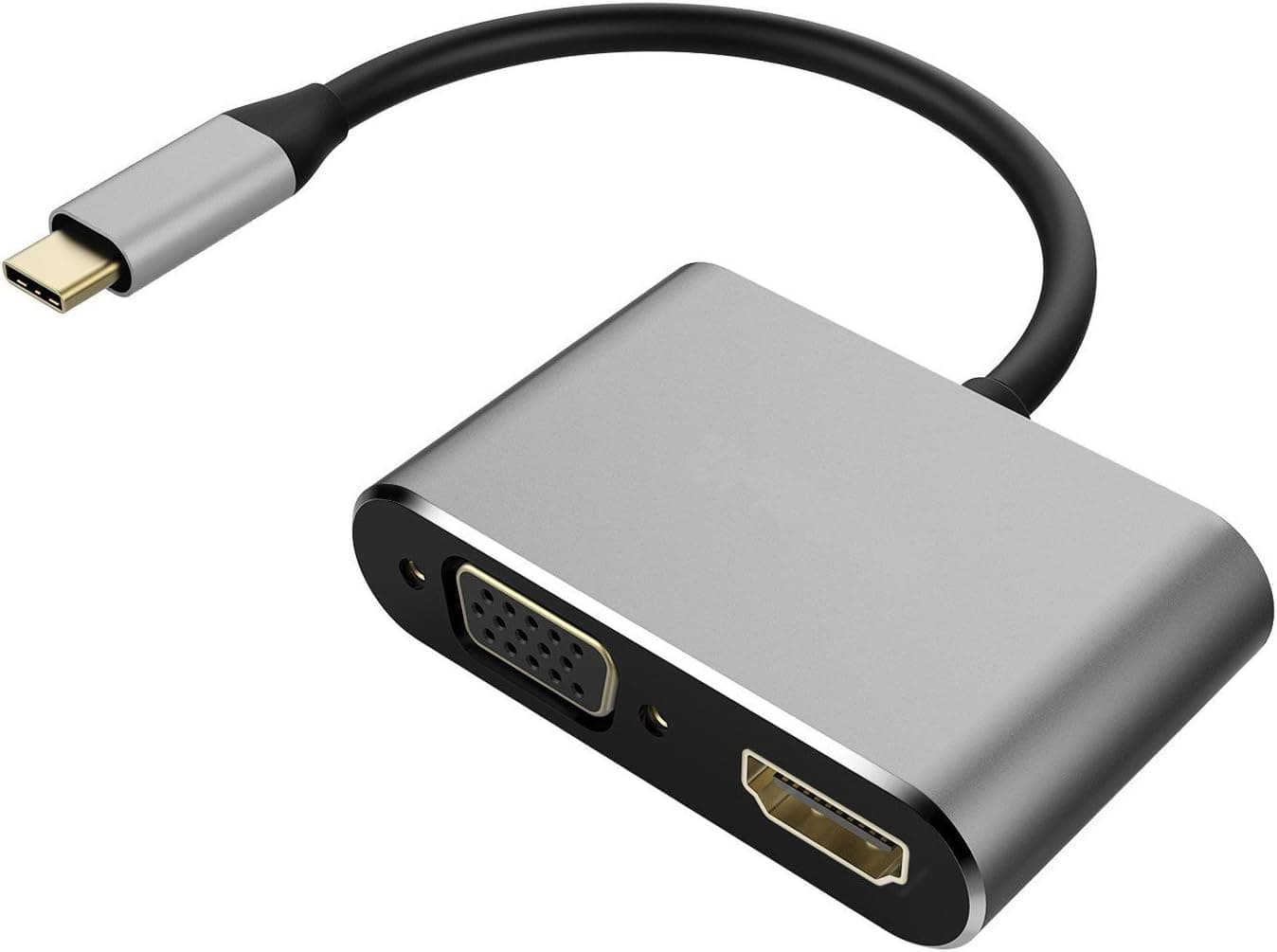 USB-C/Type C to HDMI (4K@30Hz) + VGA (1080P) Adapter/Video Splitter | HDMI 1.4, HDCP 1.4