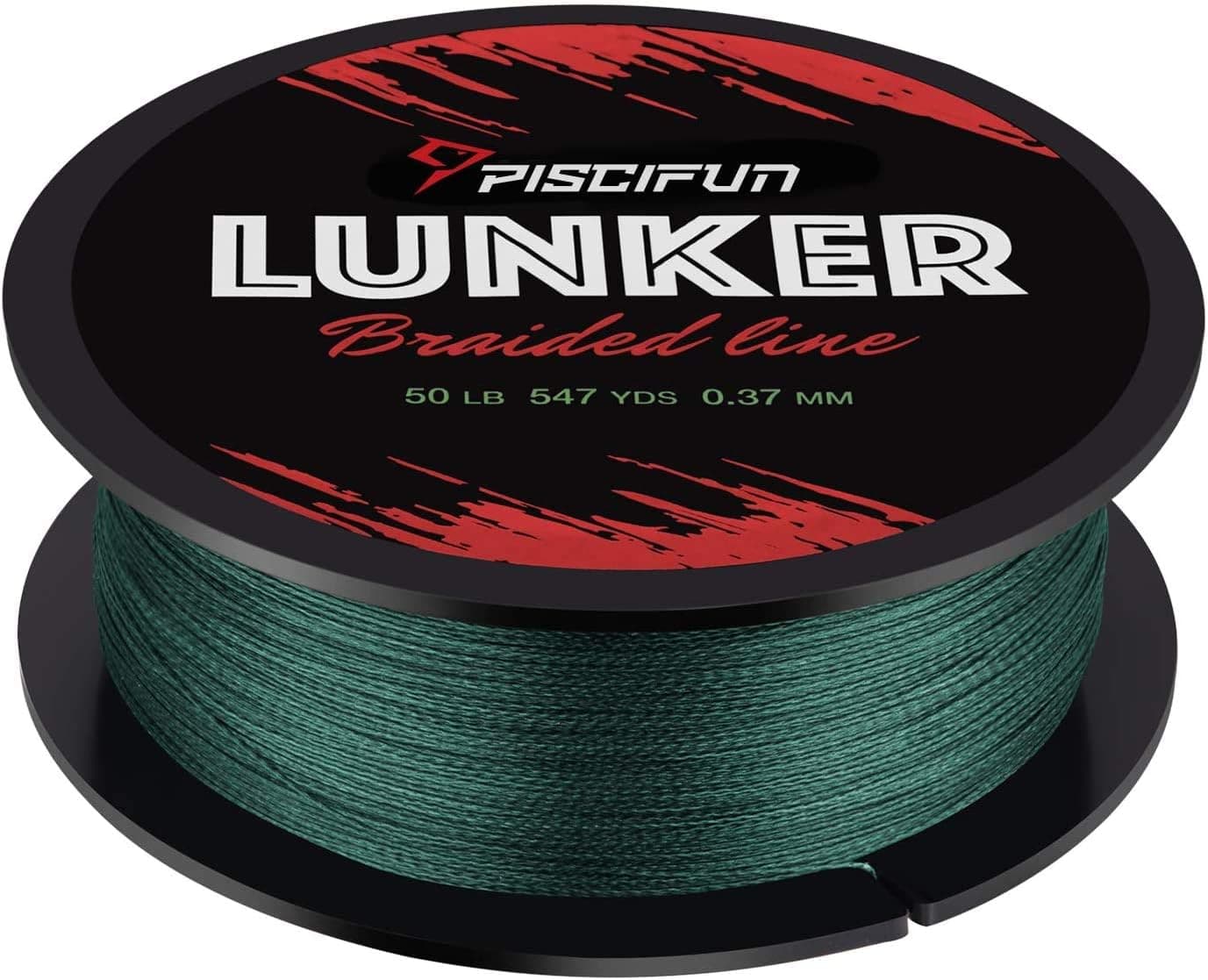 Piscifun Lunker Braided Fishing Line, Zero Stretch Thinner Diameter Line 6lb-80lb, Abrasion Resistant Braided Lines 300yards 547yards
