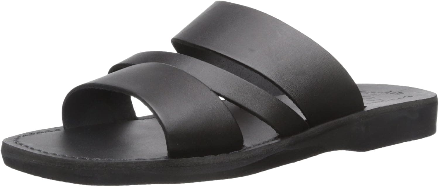 Boaz - Leather Wide Strap Sandal - Black
