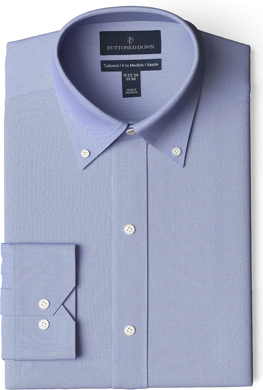 Buttoned Down Men's Tailored-Fit Button-Collar Pinpoint Non-Iron Dress Shirt