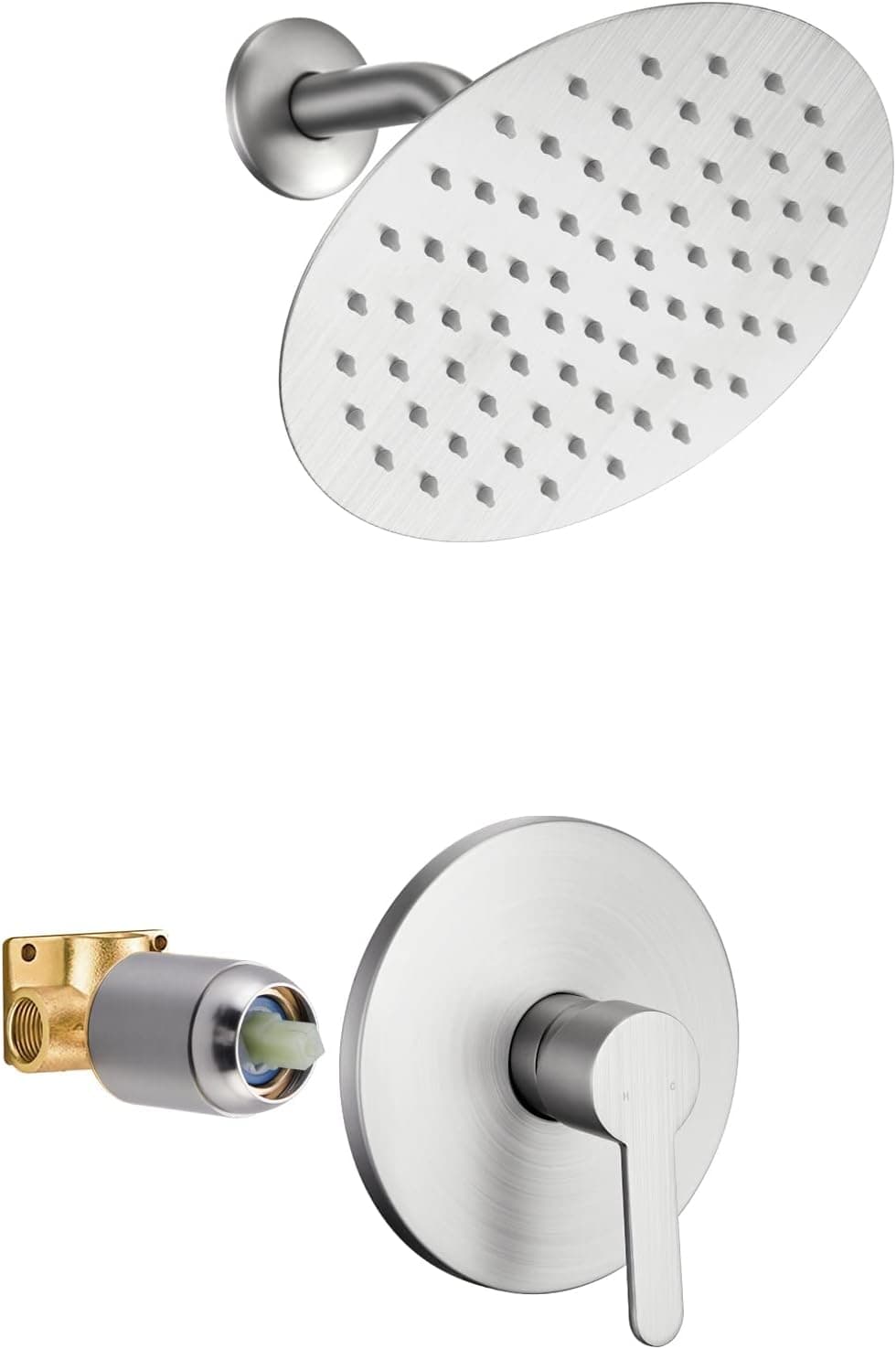 Holispa Shower Faucet, Brushed Nickel Shower Faucet Set with 8-Inch Rainfall Shower Head, Single-Handle Shower Trim Kit Included Shower Valve, Brushed Nickel