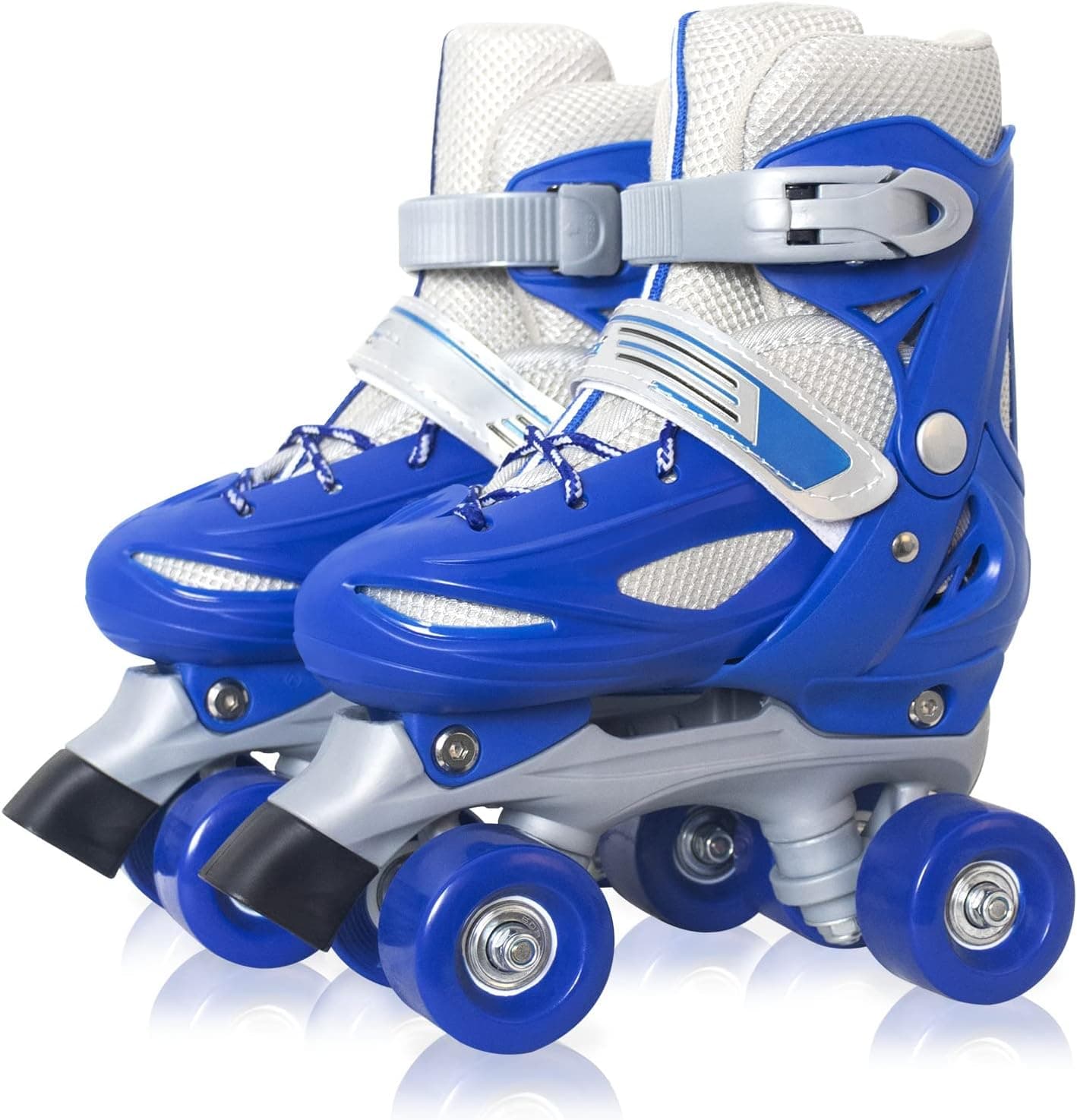 MammyGol Roller Skates for Girls Kids Boys, 4 Sizes Adjustable Quad Toddler Skates Indoor Outdoor Ages 3-8, Pink Blue Purple Green