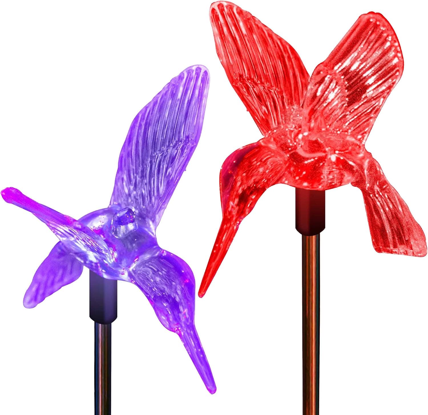 Solar Garden Stake Lights Color Changing Hummingbirds Outdoor Decor Needs No Wiring Easy To Install