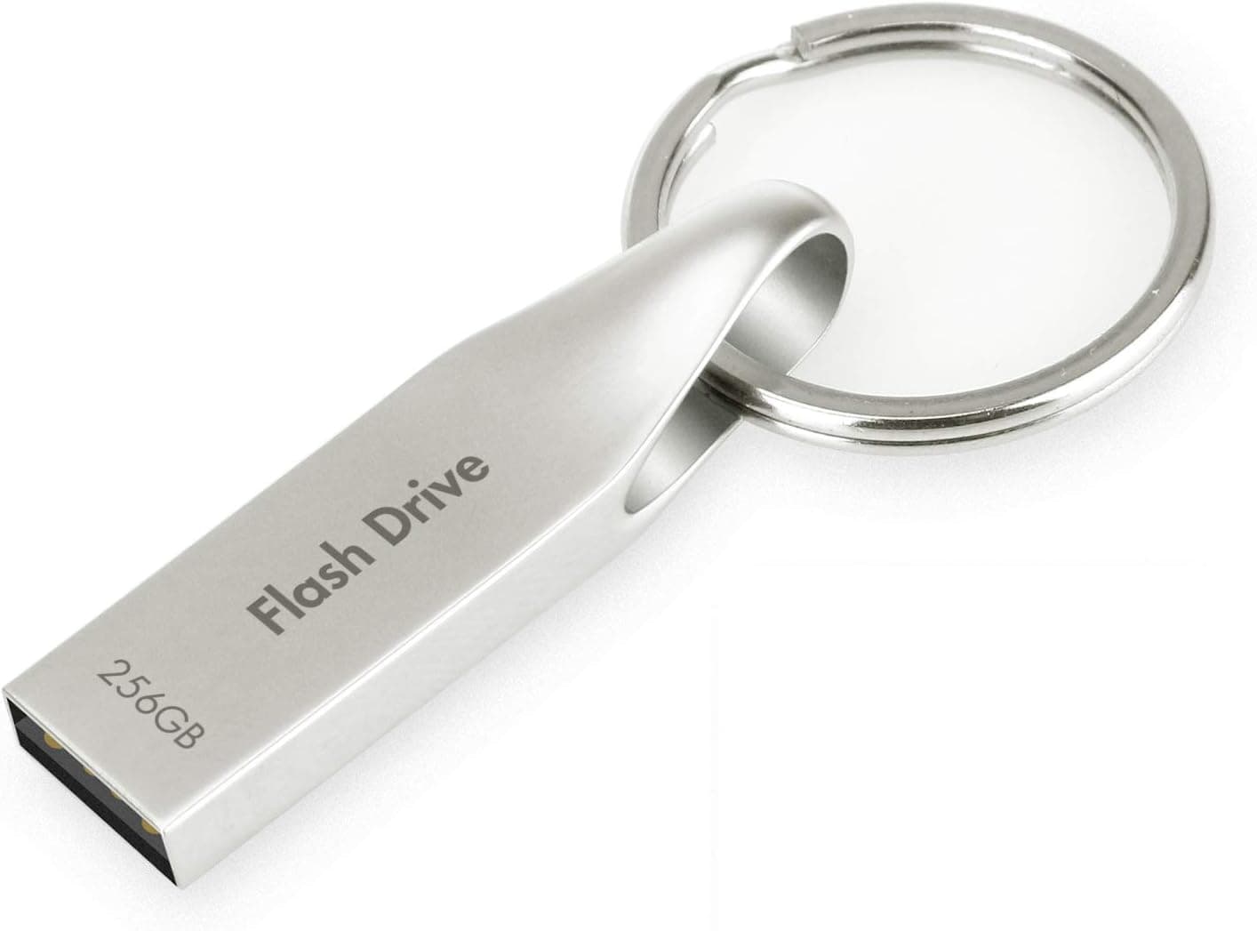 Metal USB Flash Drive 256 GB 2.0 - Silver with Key Ring by VOJOASON