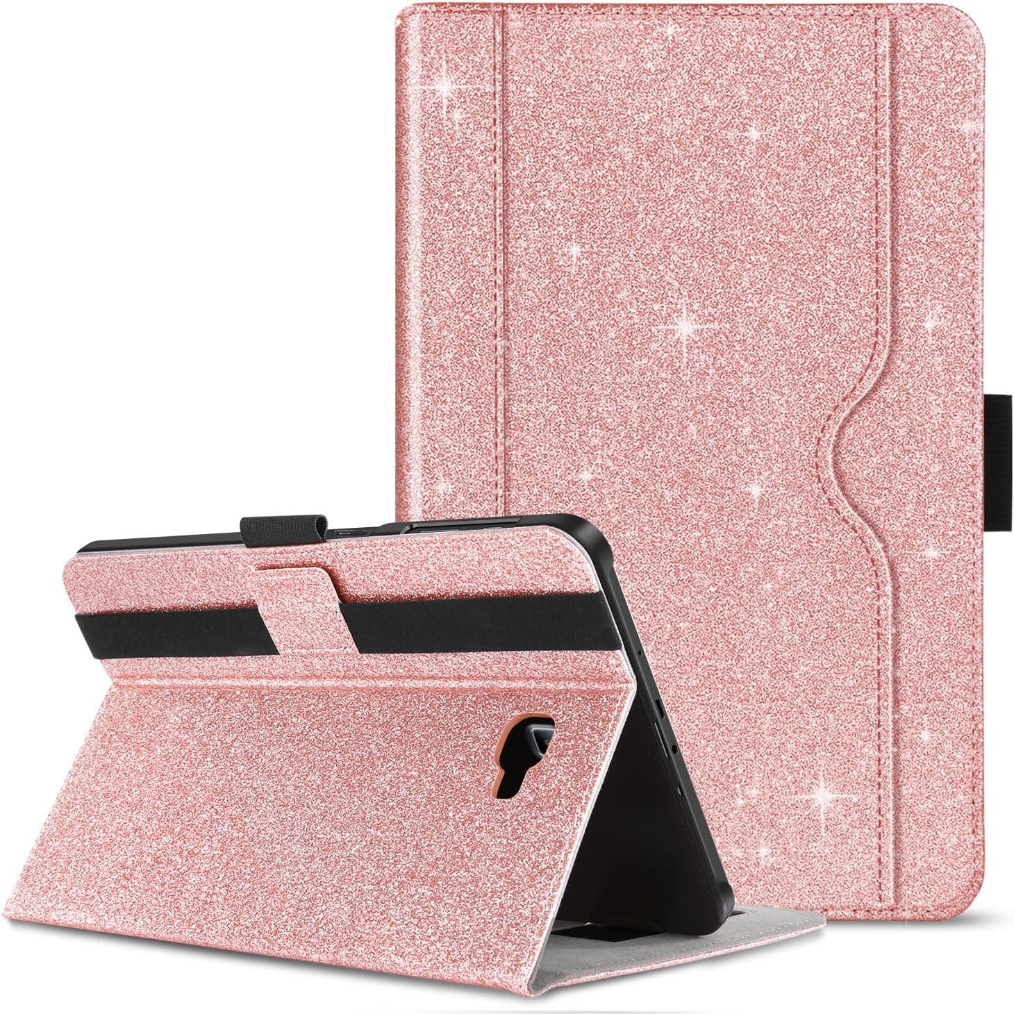YINLAI Samsung Galaxy Tab A 10.1 Case Glitter Sparkly Stand Folio Leather Cases Cover for Galaxy Tab A 10.1 Inch Tablet SM-T580 T585 with Auto Wake/Sleep Document Card Pocket Rose Gold