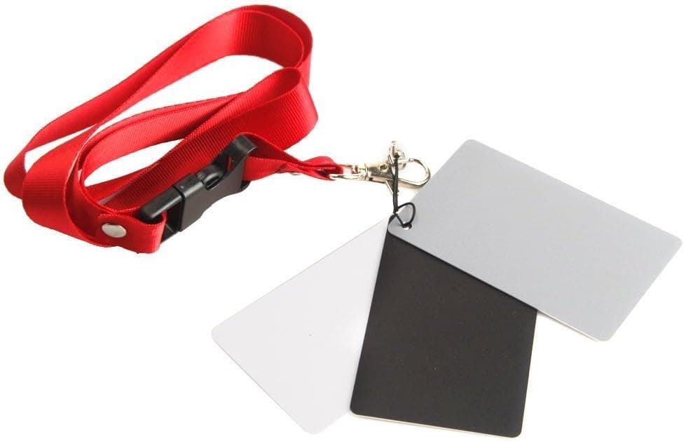 pangshi® Large Size 3 Card Set - 4" x 5" White Balance Card 18% Gray Card with Premium Lanyard for Digital and Film Photography