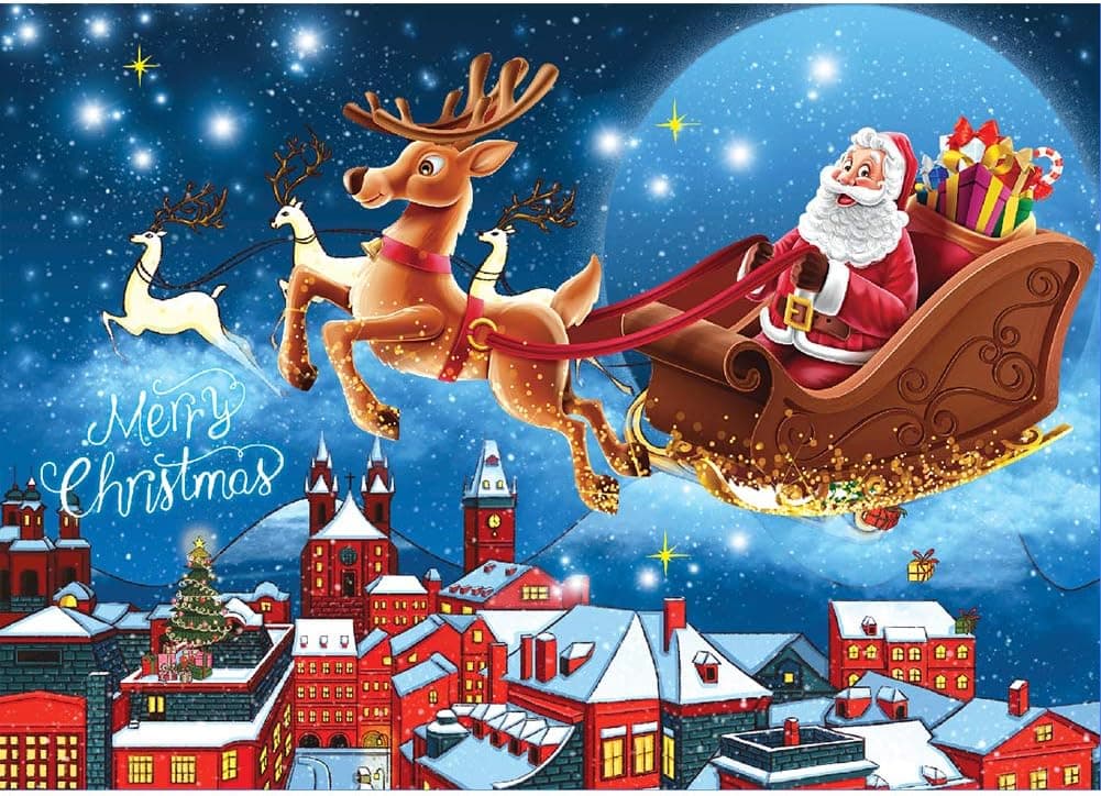 XIECCX 1000pcs Jigsaw Puzzle Flower Puzzle Paper Home Games for Adults Decompression Toys Leisure Time Promotes Hand-Eye Coordination (Christmas Deer)