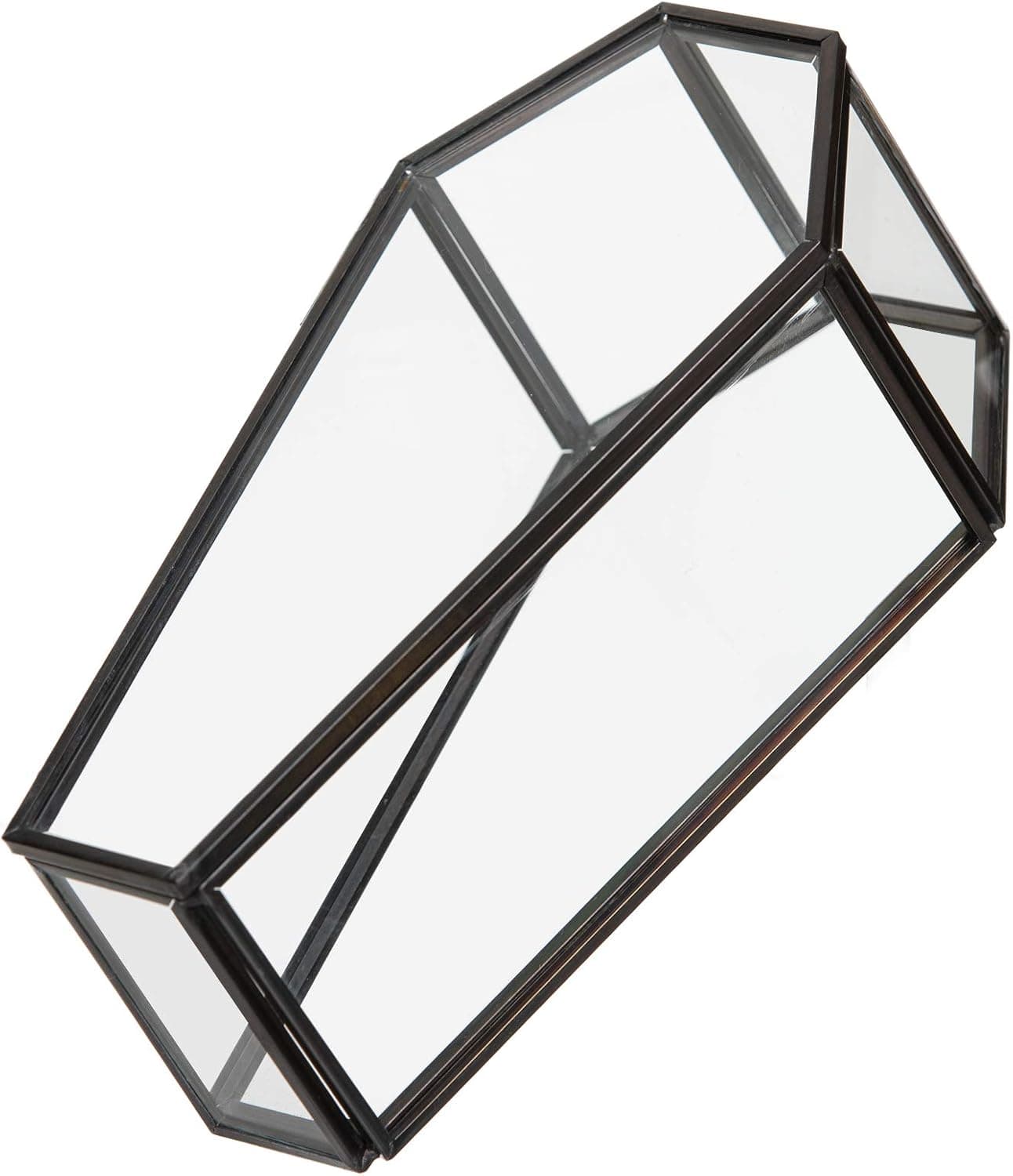 Claimed Corner Glass Coffin Display Box - 7.2" x 3.6" x 2.5" - Decorative Display Terrarium Case with Hinged Lid - Spooky Halloween Mini Casket - Gothic Home Décor - Candy Tray - Jewelry Box