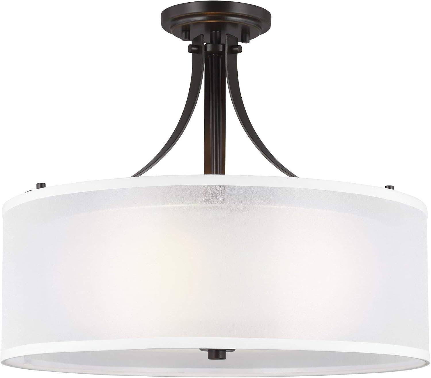 Sea Gull Lighting Generation 7737303-782 Transitional Three Light Semi-Flush Mount from Seagull-Elmwood Park Collection Dark Finish, Heirloom Bronze