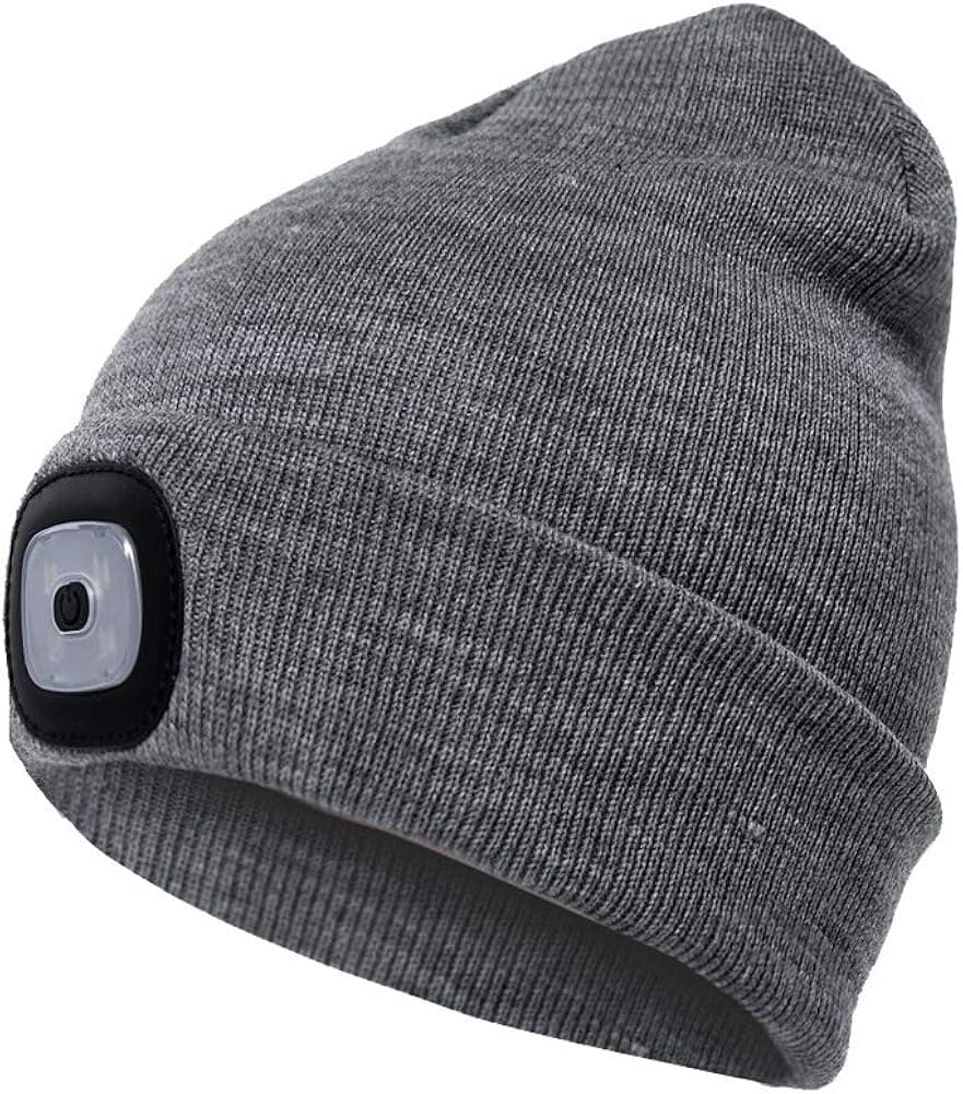 Etsfmoa LED Lighted Beanie Hat Gifts for Dad Him Gadgets Men and Women Headlamp Caps