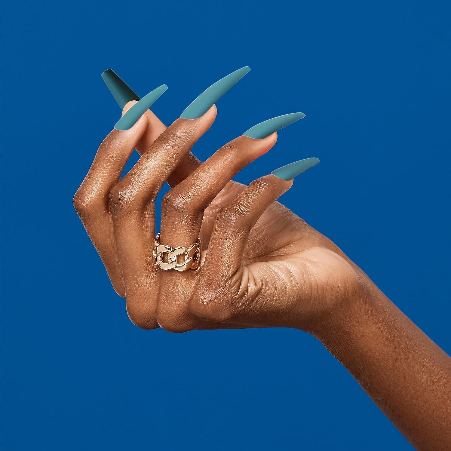 GoldFinger Press On Nails Full Cover Nails Glue On Nails Manicure XXL Fake Nails with Glue (Moonlight)