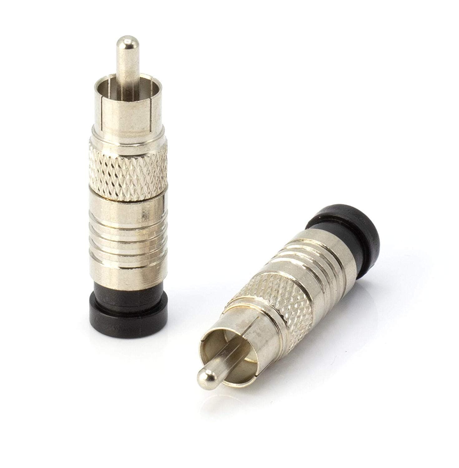 RCA Compression Connectors - 25 Pack - RG-6 Coaxial Cable - Universal Male Connectors for RCA, Subwoofer, Composite, Component and Similar Cables