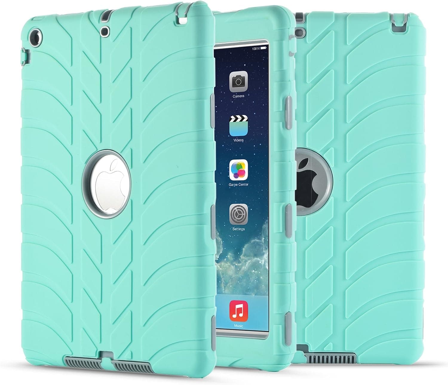 New iPad 9.7 Inch 2018/2017 Case, UZER Tire Pattern Shockproof Anti-Slip Silicone High Impact Resistant Hybrid Three Layer Hard PC+Silicone Armor Protective Case Cover for New iPad 9.7 inch 2018/2017