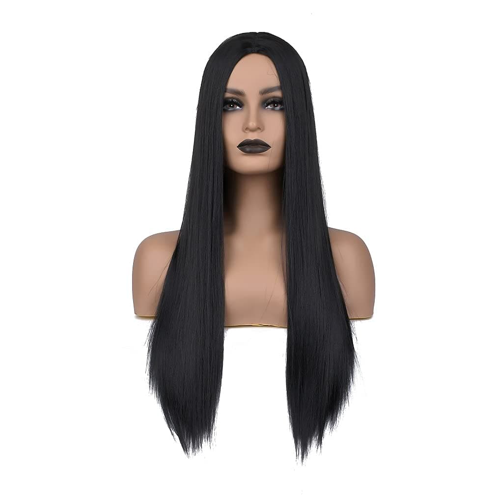 Karriss Long black wig for women Straight Wig For Black Woman Synthetic Heat Resistant Woman Wig (Black), 24