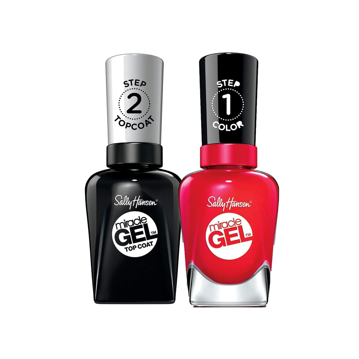 Miracle Gel & Top Coat Duo Sally Hansen Miracle Gel - # 501/470 Red Eye, Miracle Gel Top Coat - # 101 Women 2 x 0.5 oz (Pack of 2)