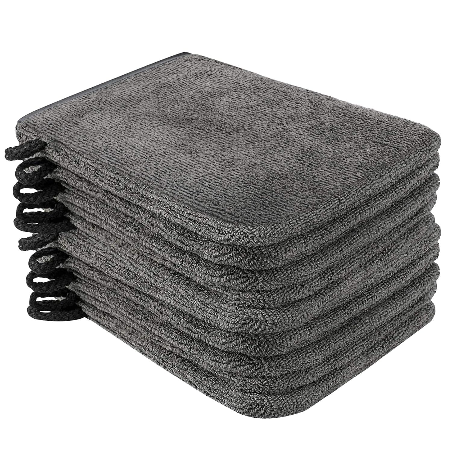 PHOGARY 10 Pack Microfiber Body Wash Mitts, Soft Face Mitten, Bath Spa Cloth, Reusable Makeup Remover Mitt Gloves, European Style Wash Cloth,6×8inch (grey)