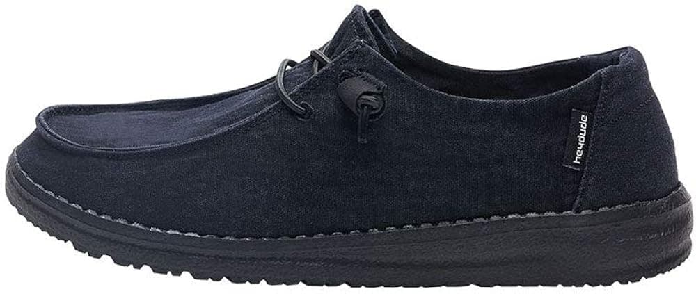 Hey Dude Women's Wendy Total Black | Women’s Shoes | Women’s Lace Up Loafers | Comfortable & Light-Weight