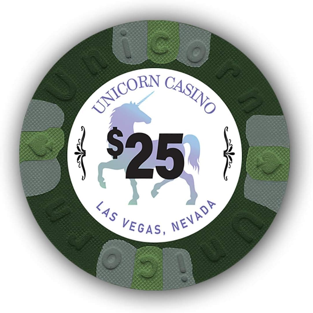 DA VINCI Pack of 50 Unicorn All Clay 9 Gram Poker Chips with Denominations, Authentic Casino Weighted Chips
