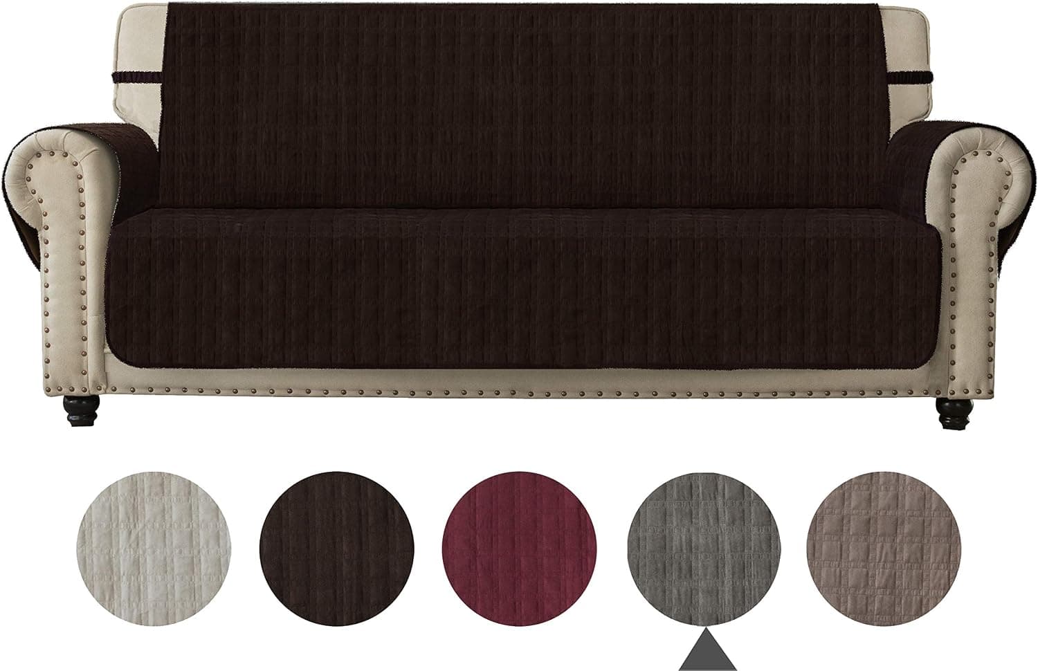 Ameritex Sofa Cover Slip Resistant Sofa Slipcover Protector, Suede-Like, Slip Reducing Backing, Furniture Cover Perfect Couch Cover for Children, Dogs, Pets (Chocolate, XL Sofa)
