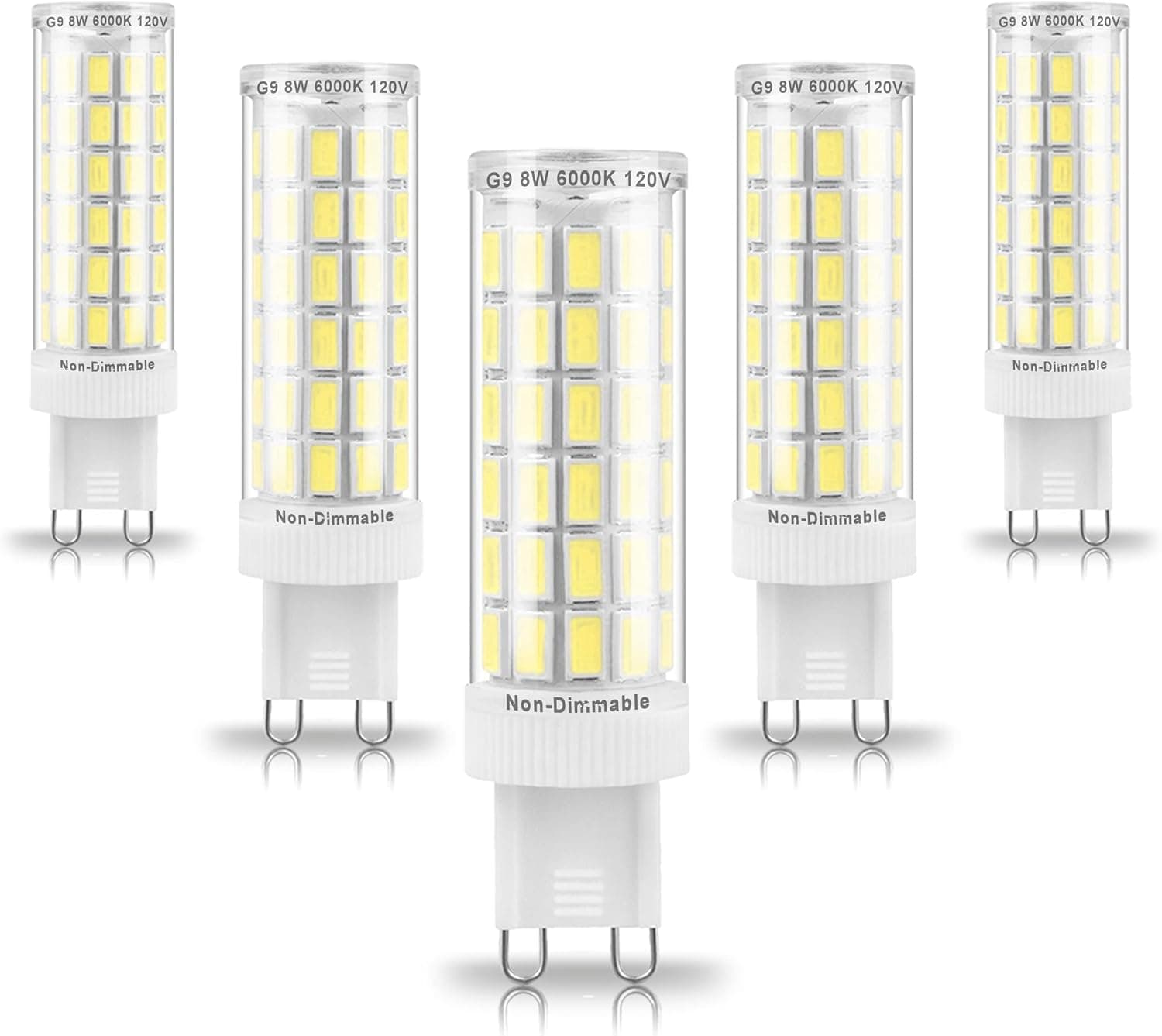 Ziomitus G9 Led Bulbs Replace 75 Watt 80W 100 Watt T4 Halogen,Daylight Cool Bright White 6000K,1000lm,AC120V G9 8W LED Corn Light Bulb for Bathroom Vanity Ceiling Wall Lighting,Non-Dimmable,5Pack …