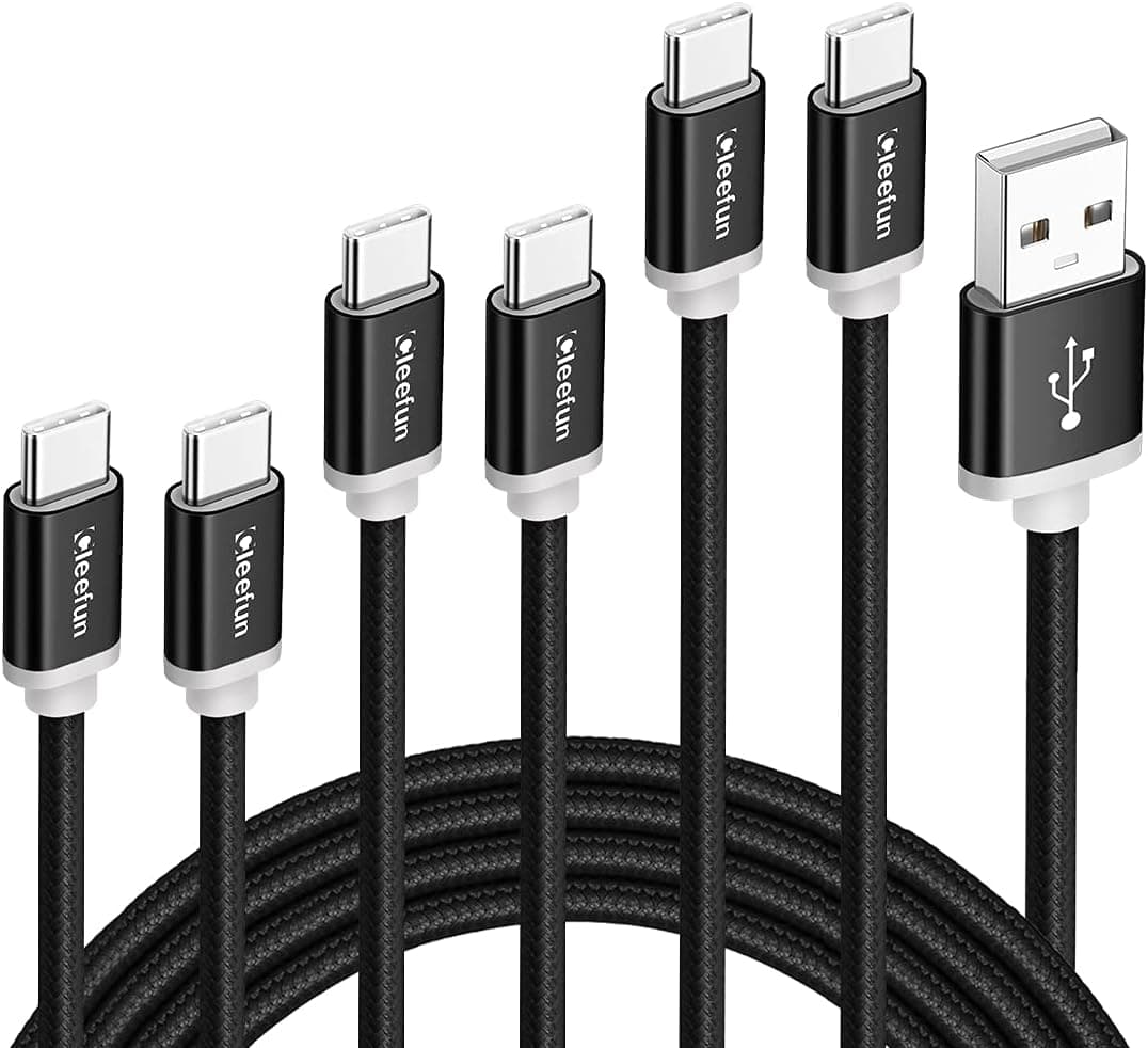 CLEEFUN USB C Cable [6-Pack, 3.3/3.3/6/6/10/10 ft], Fast Charging Type C Charger Cord Nylon Braided Compatible with Samsung Galaxy S21 S20 S10e S10 S9 Plus, Note 20 10 9, A10e A11 A20 A21 A51 A50 A71