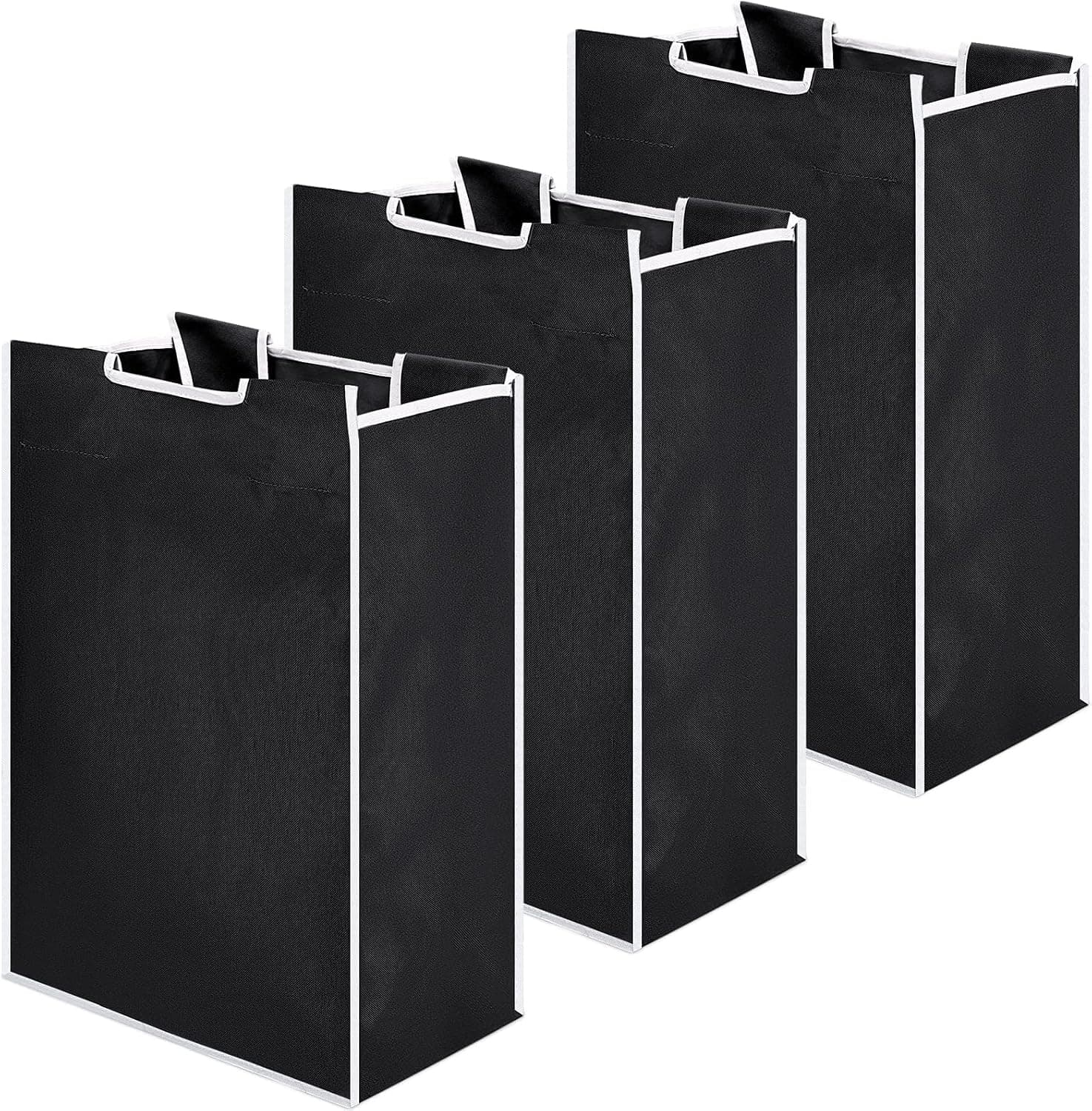 Laundry Sorter Replacement Bags Hamper Cart Removable Replacement Bags Laundry Storage Organizer Bag Laundry Hamper Liner, No Hooks 14.76 x 8.66 x 21.65 Inch (Black, 3 Pcs)