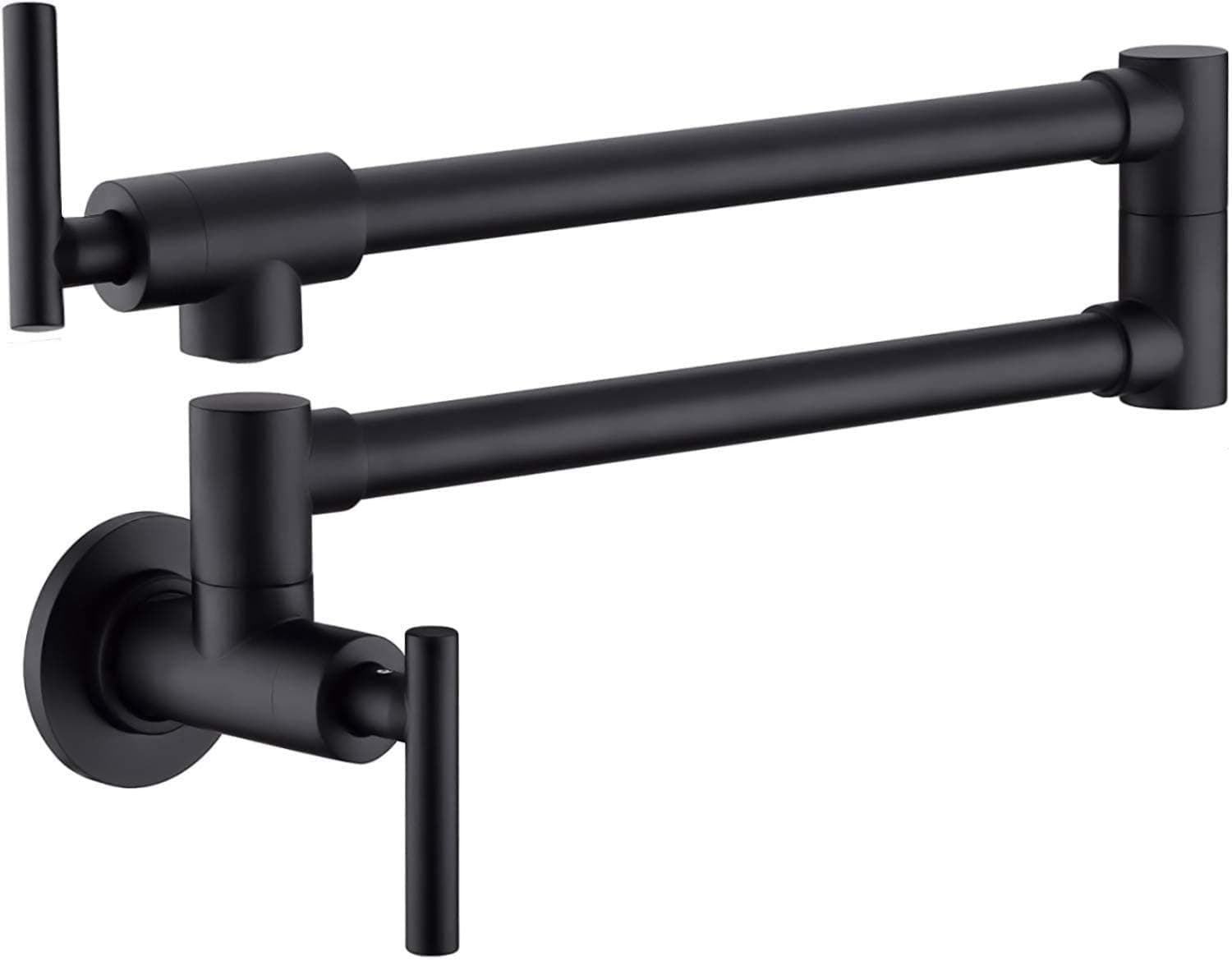 Homili Foldable Wall-Mount Retractable Pot Filler Kitchen Faucet Cold Only with Dual Swing Joints (Black)