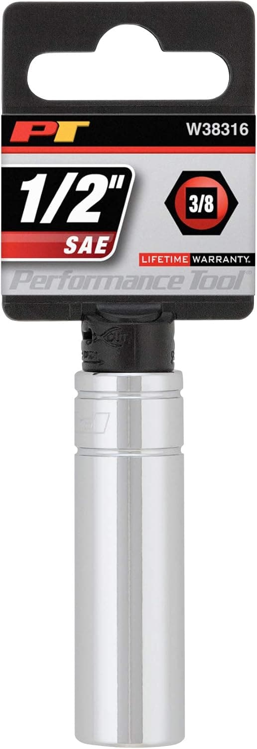 Performance Tool W38316 6-Point Socket, 3/8" Drive, 1/2"