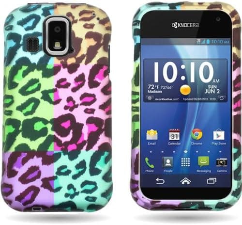CoverON® Hard Slim Design Case for Kyocera Hydro XTRM - with Cover Removal Pry Tool - Green Pink Colorful Leopard
