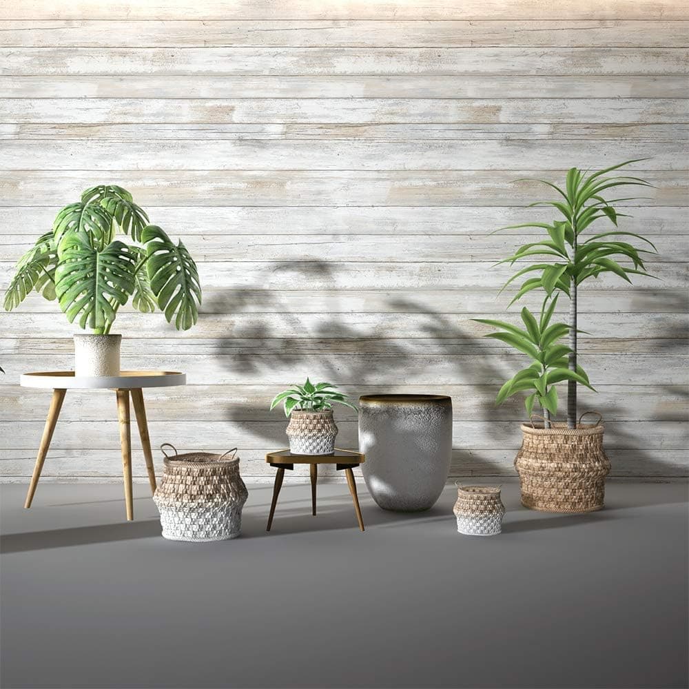Abyssaly Distressed Wood Wall Sticker 17.71" X 78.7" Self-Adhesive Wood Panel Wood Grain Peel-Stick Wallpaper Perfect Stitching Easy to Clean