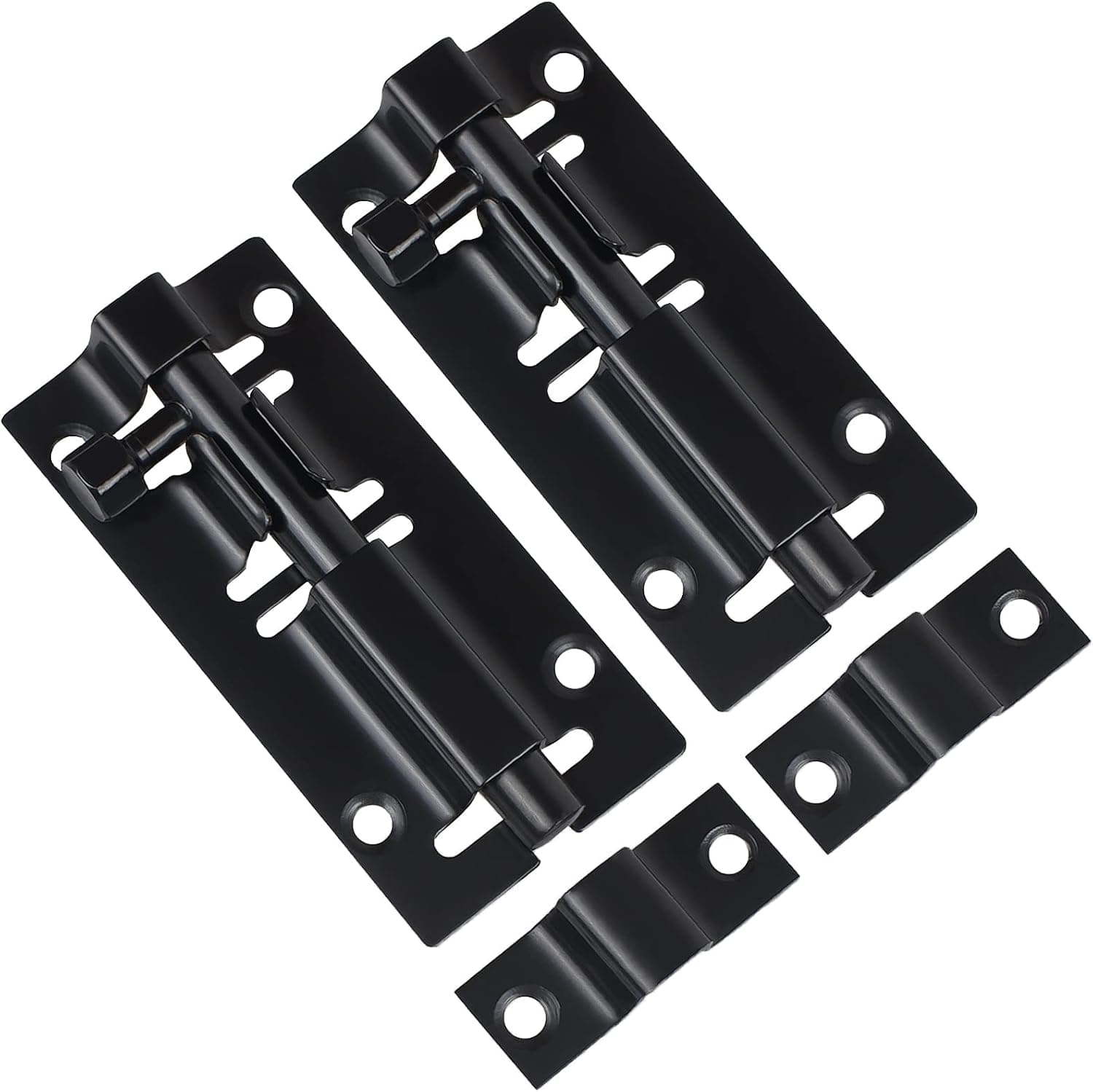 INBOF 2 Pack Black Barrel Bolt Latch, Upgraded 3 Inches Slide Latch Lock, Thickened Stainless Slide Lock for Door, Black Finish Sliding Lock with 12 Screws, Protect Your Security and Privacy