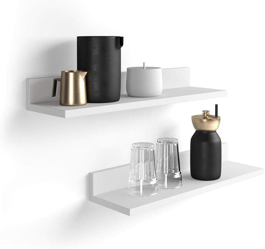 Mobili Fiver, Set of 2 Rachele Shelves, 31.49 in, Matt White, Made in Italy