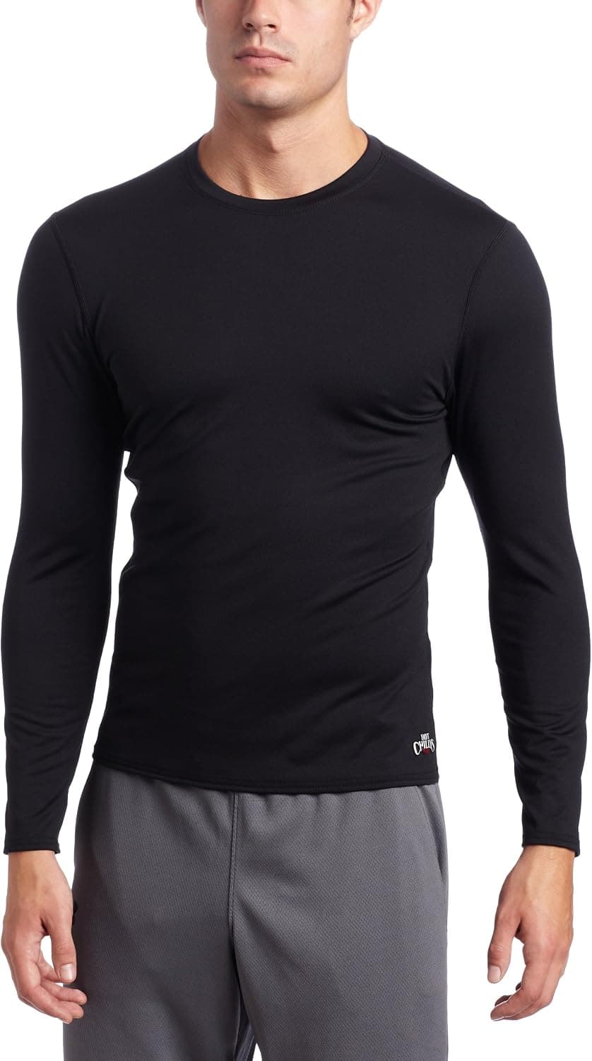 Hot Chillys Men's Micro-Elite Chamois Crewneck Midweight Body Fit Base Layer (Can Packaging)