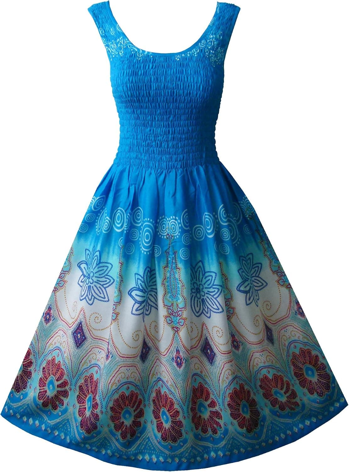 Pikulla Sleeveless Smock Women's Bali Print Sundress Multicoloured One Size 2-10 SML