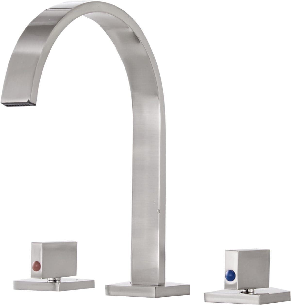 Bathlavish Waterfall 8-16 Inch 2 Handles 3 Holes Widespread Bathroom Sink Faucet Brushed Nickel Commercial