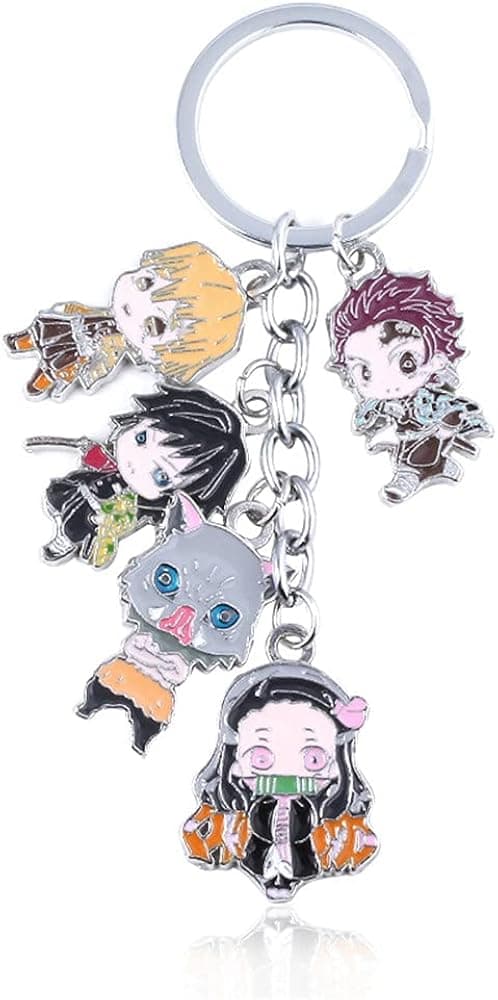 Kimetsu No Yaiba Tanjiro Keychain - Rengoku Nezuko Anime Hanafuda Chain - Cosplay Gifts For Women Men Boys Fans