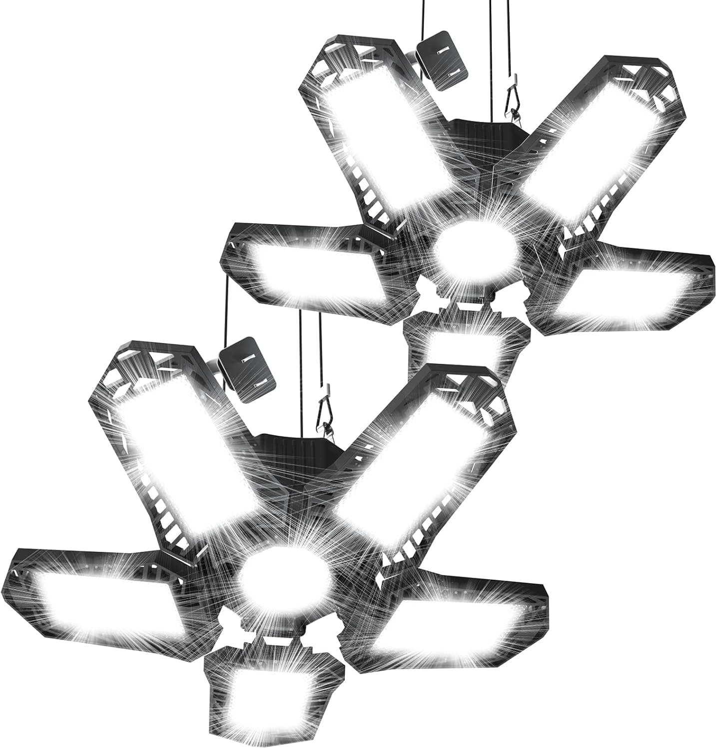 LED Garage Lights 2 Pack 160W Linkable Garage Light 6500K Plug in Led Garage Ceiling Lights for Shop Basement Workshop