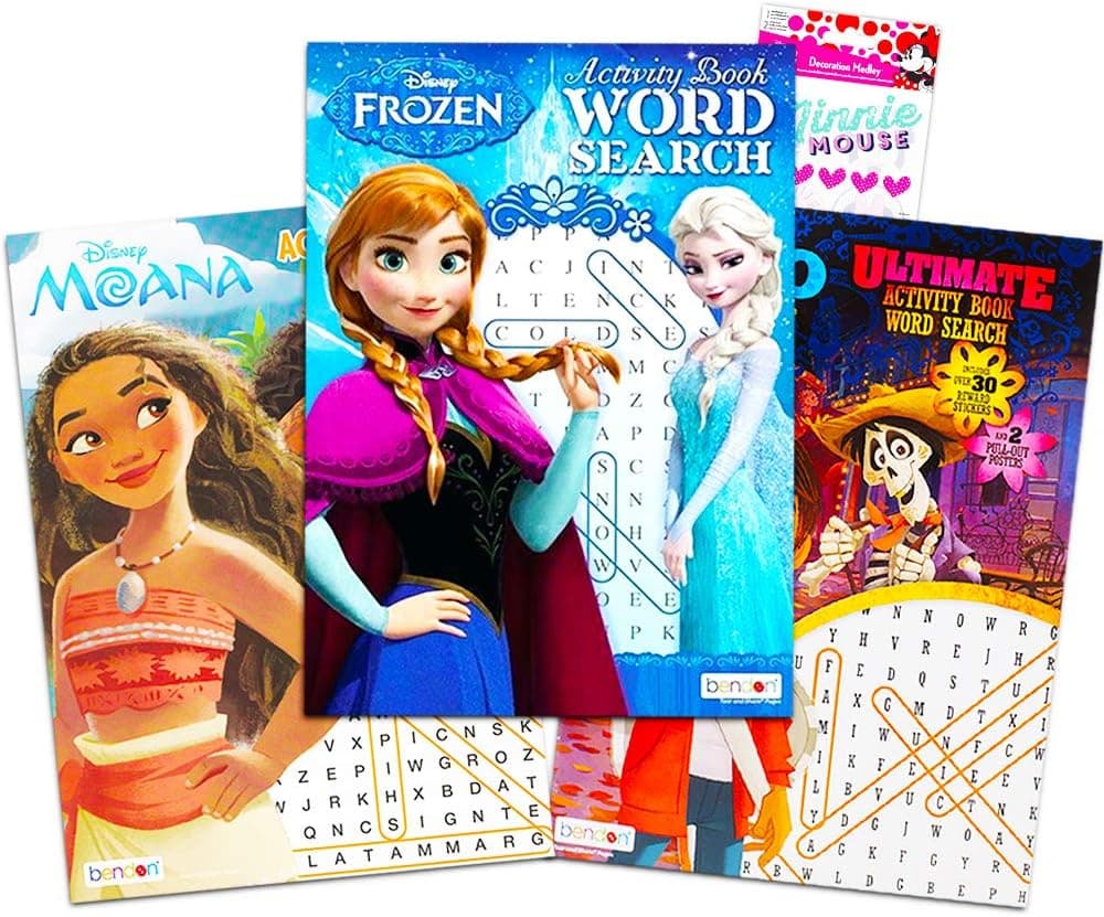 Disney Word Search Books for Kids Girls Boys -- 3 Disney Puzzle and Activity Books Featuring Disney Frozen, Moana, and More (Disney Educational Toys)