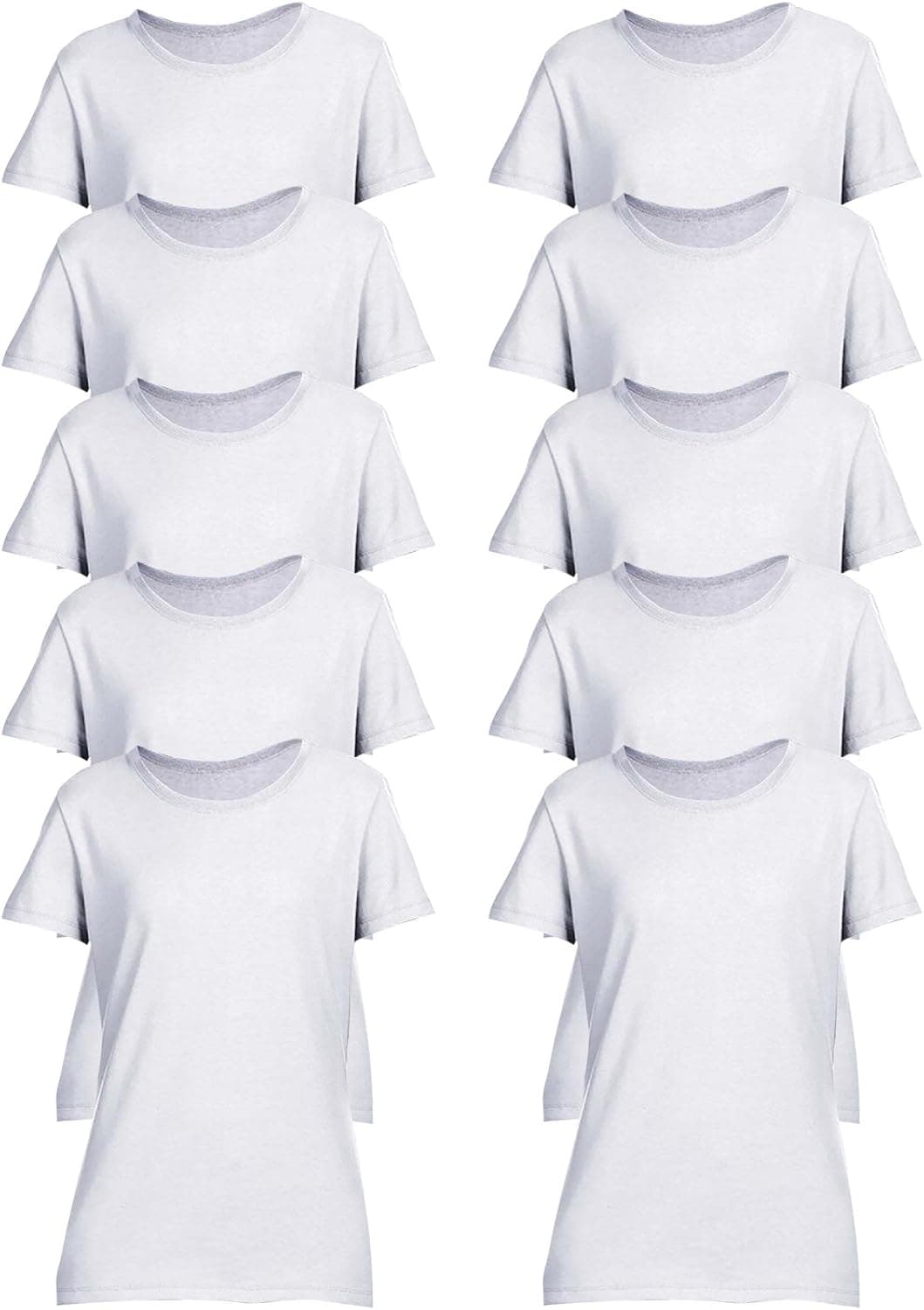 Jerzees Ladies 5.6 Oz. 50/50 Heavyweight Blend T-Shirt, White, XL. (Pack of 10)