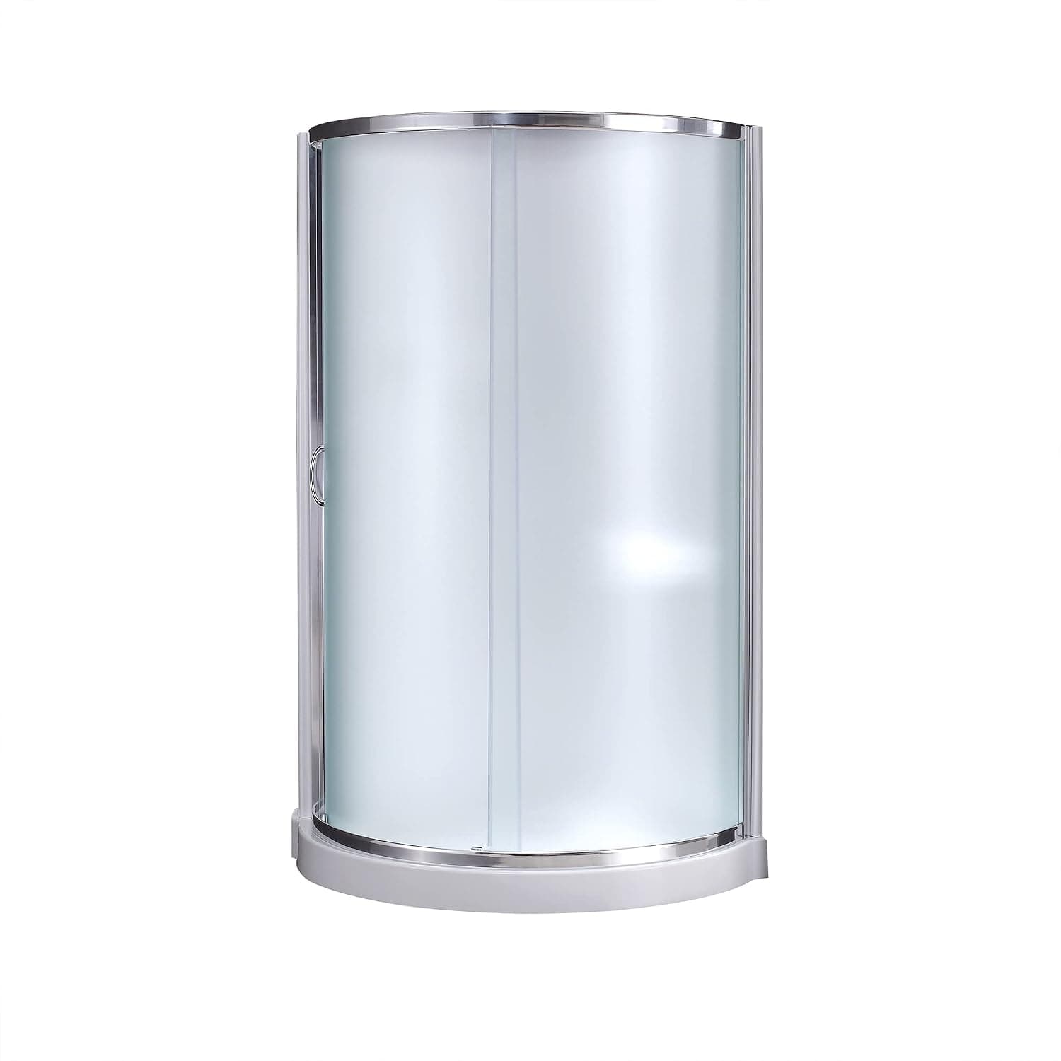 Ove Decors Breeze x 76 in. Frosted Tempered Glass Sliding Door + Acrylic Walls and Base Kit Round Corner Shower, 36-Inch, Chrome Finish