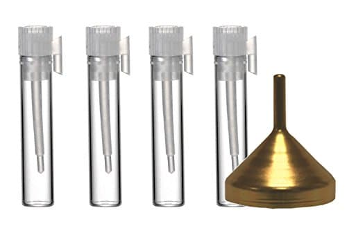 Riverrun 50 1ml Empty Glass Perfume Sample Vials with Ziplock Bags and Funnel (Set of 50)