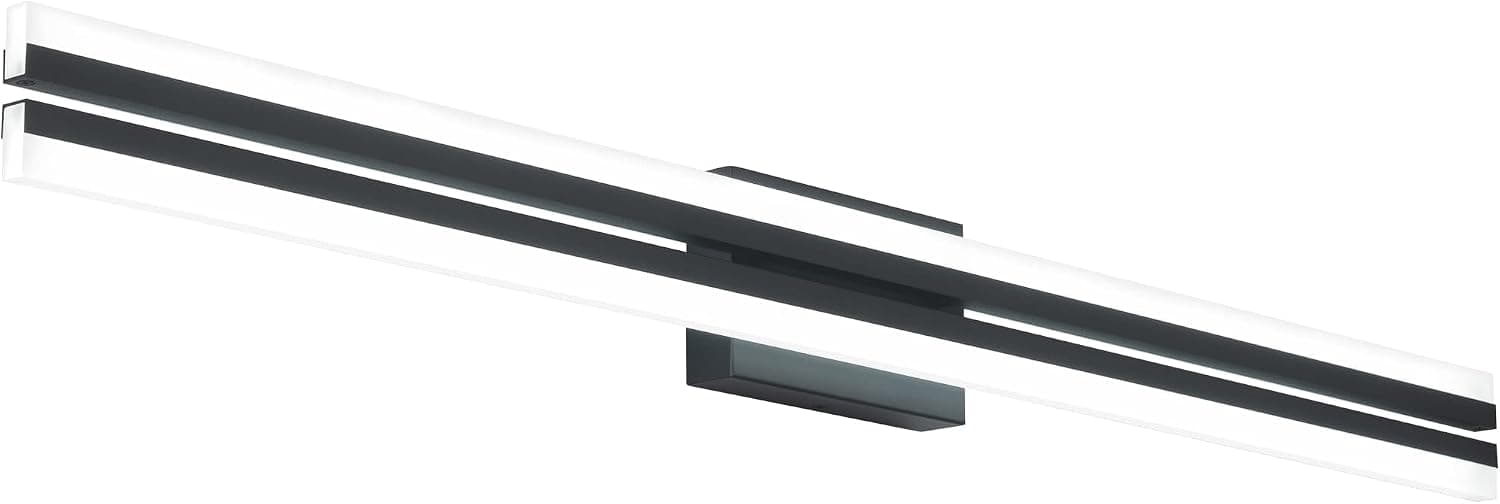PRESDE 48in Black Dimmable LED Bathroom Vanity Light Fixtures Over Mirror Modern Bath Lighting （Cold White 6000K）