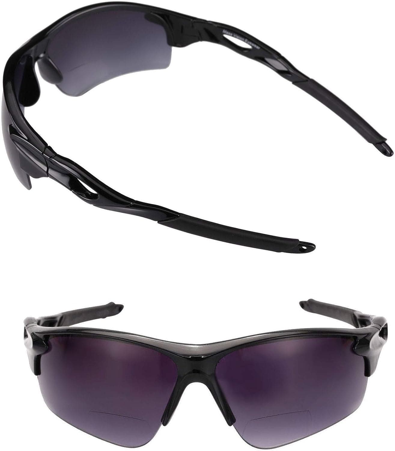 Mass Vision 'The Athlete' Polarized Lightweight Sport Wrap Bifocal Reading Sunglasses for Men and Women