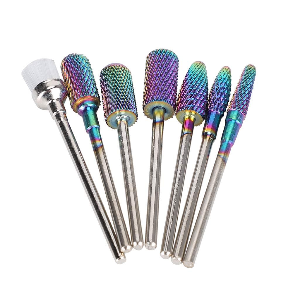 7pcs / Set Tungsten Alloy Nail Grinding Head Set for Manicure Pedicure, Nail Drill Bits with 2.35mm Handle Diameter for Most Nail Grinders, Nail Art Grinding Manicure Tool