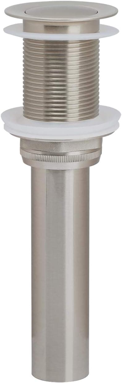 Fryotuc Brushed Nickel Sink Drains Push Pop Up Drain (Brushed Nickel without Overflow Small)