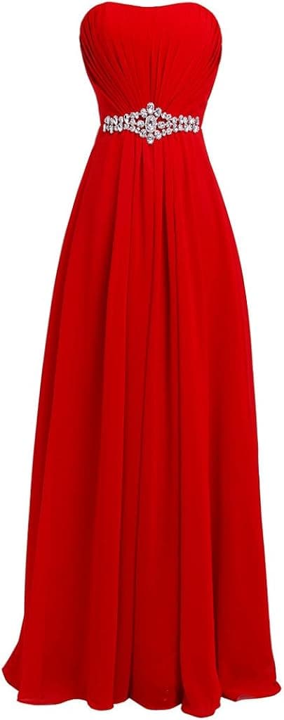FAIRY COUPLE Women's Strapless Lace up Back Bridesmaid Evening Formal Maxi Dresses